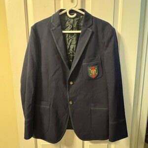 Gucci Navy Blue Blazer with Tiger Patch and Green Piping along the Edges
